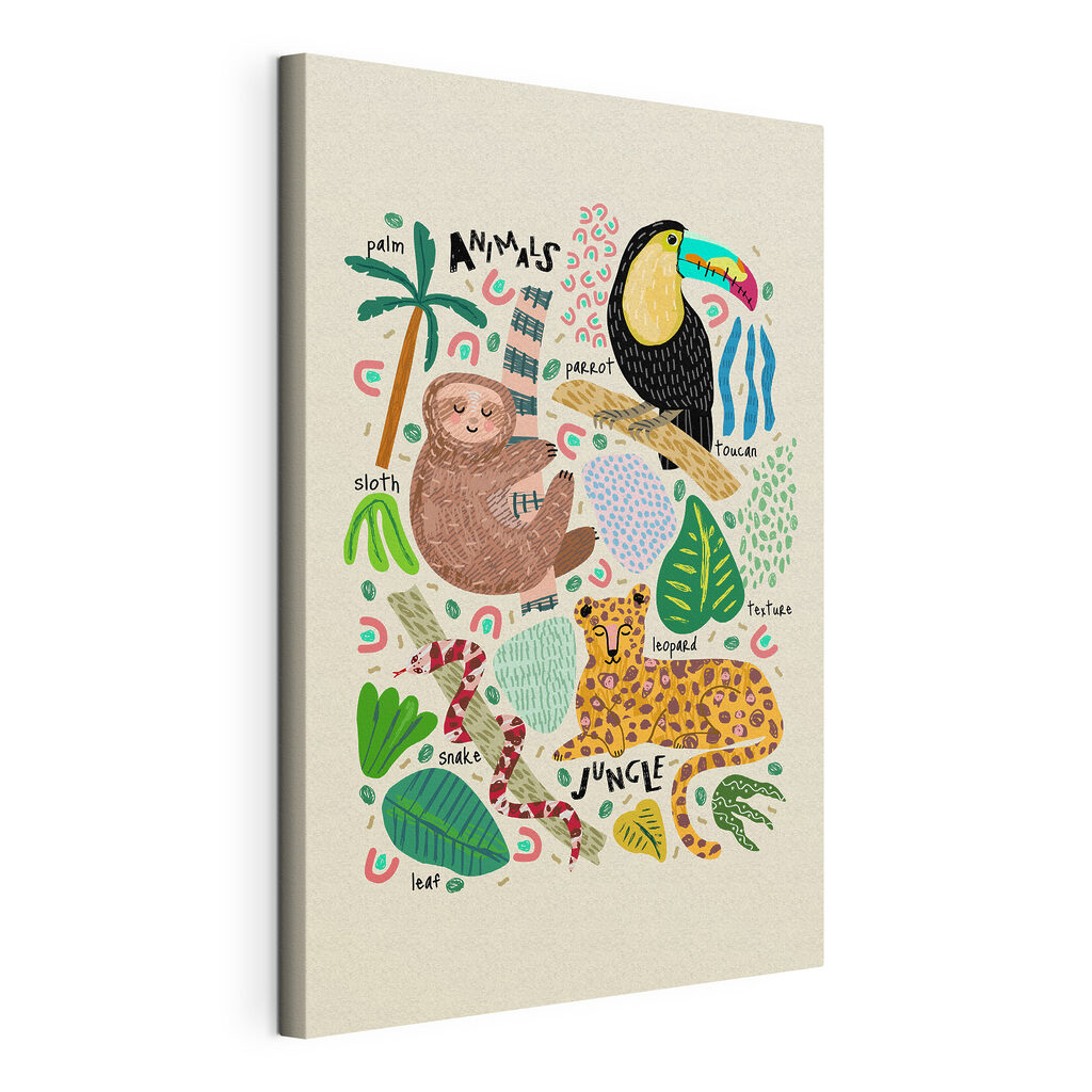 Jungle vol kleine ontdekkingen, gespannen canvas met doorlopende rand