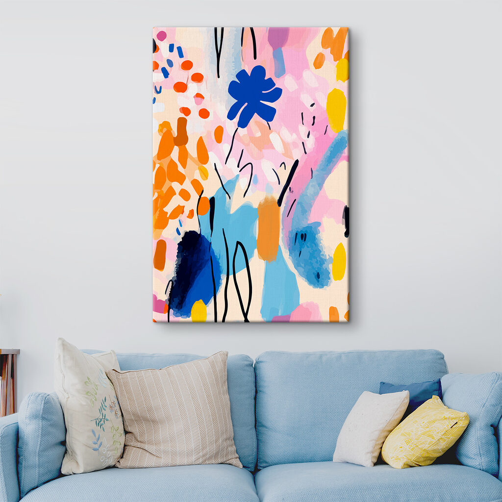 Een kleurrijk schilderij van bloemen en bladeren — interieur 2