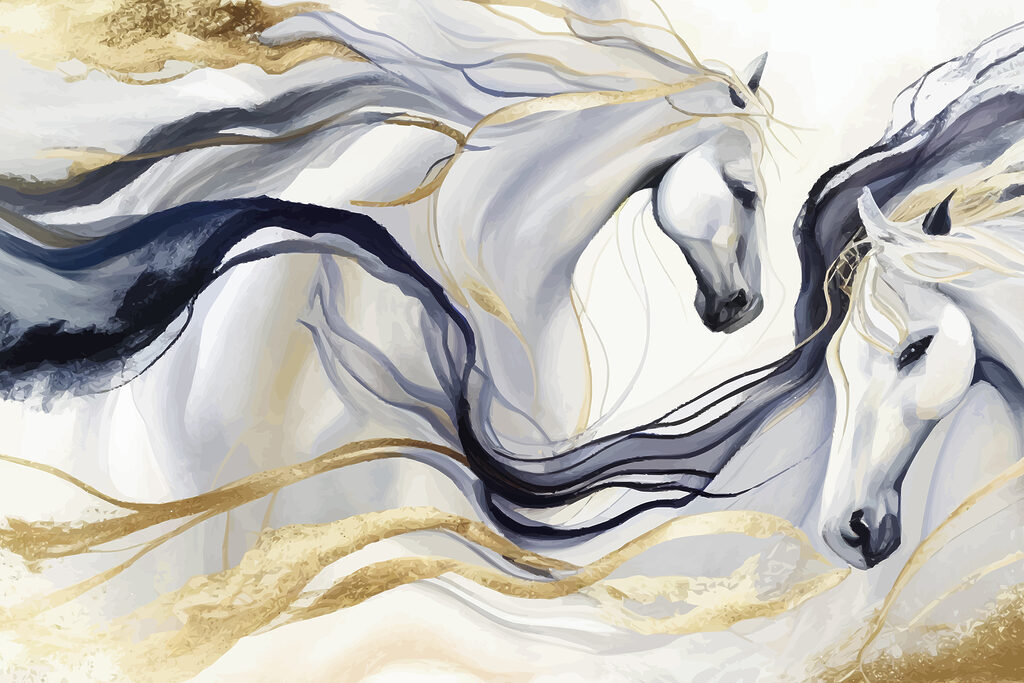 Paarden uit golvende lijnen — volledig ontwerp