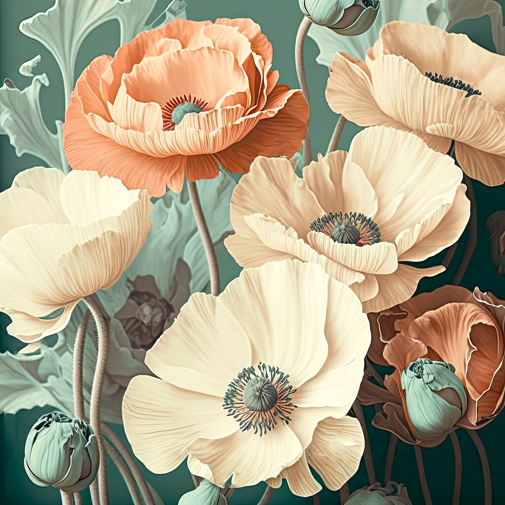 Bloemen in gedempte tinten — volledig ontwerp
