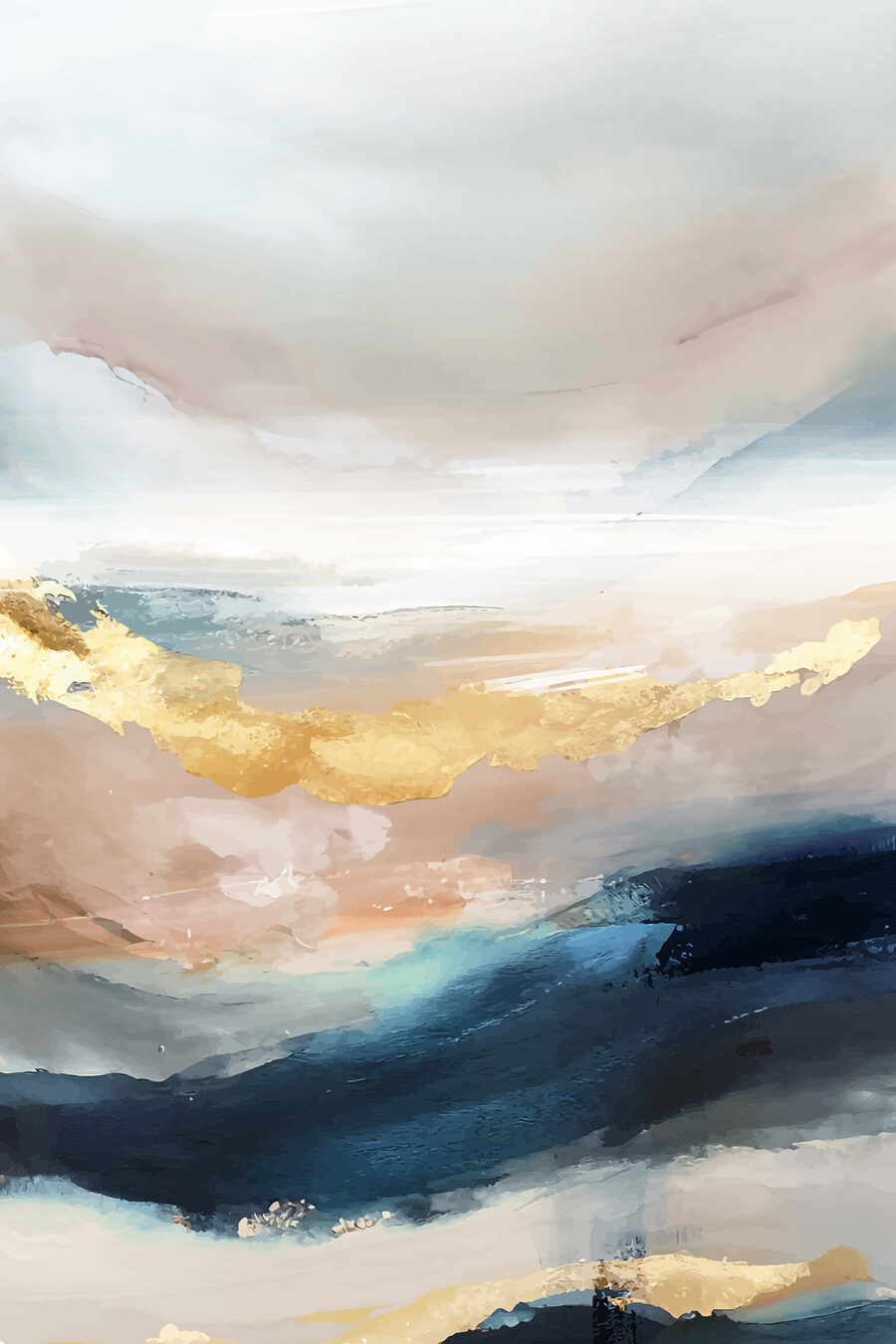 Verre kust in verf — volledig ontwerp