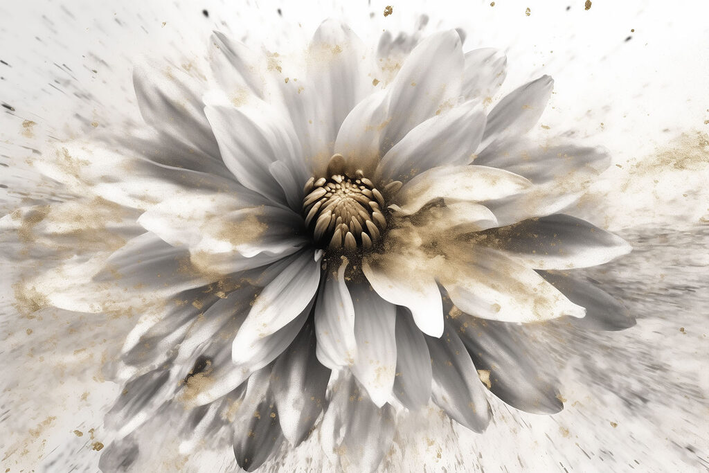 Een witte bloem straalt — volledig ontwerp