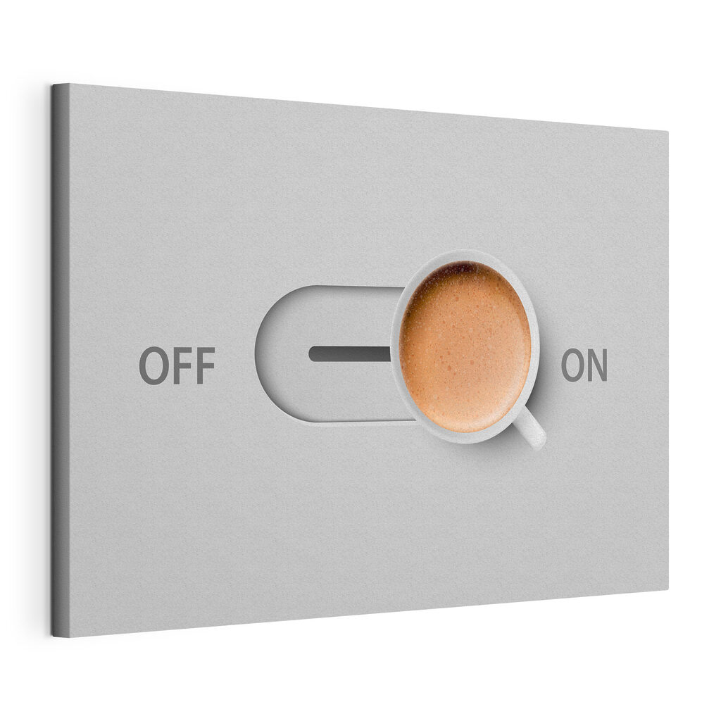 Koffie zet alles aan, gespannen canvas met doorlopende rand