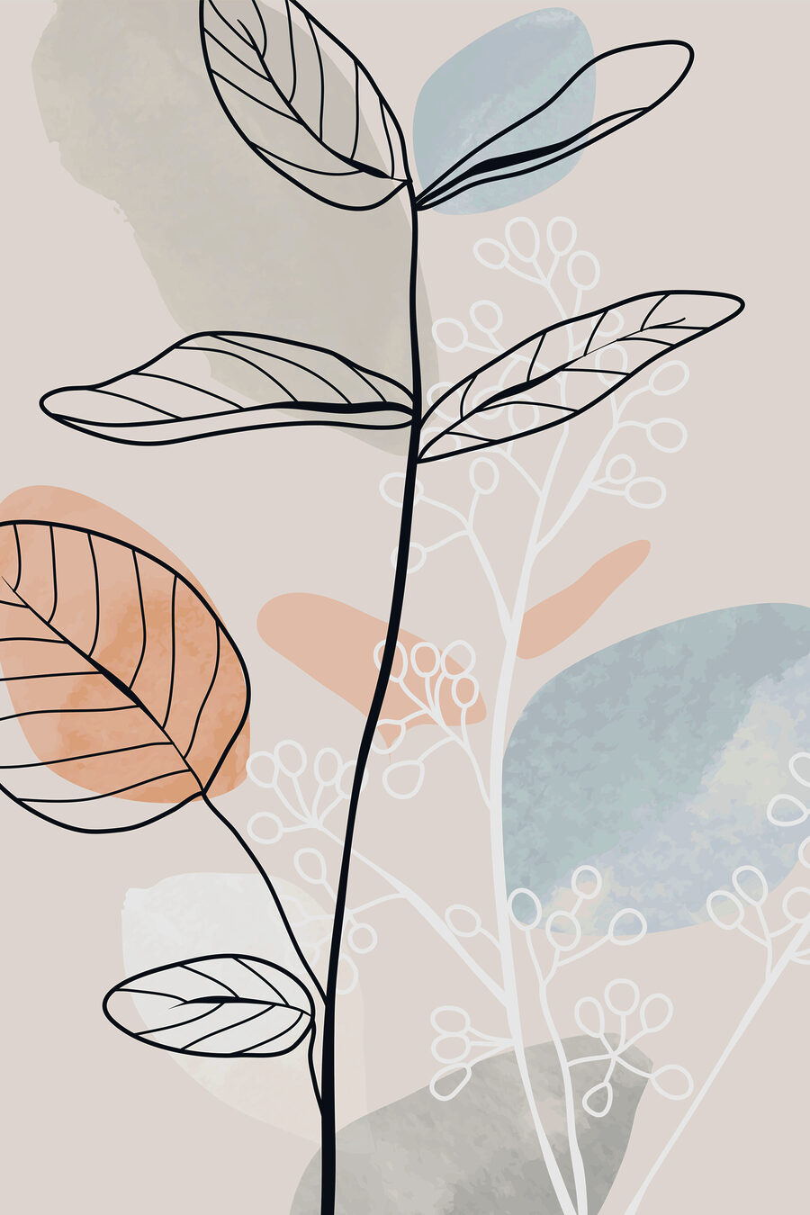Blad in zachte kleurvakken — volledig ontwerp
