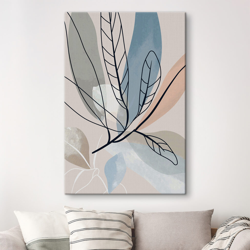 Fijne bladlijnen langs blauw — interieur 3