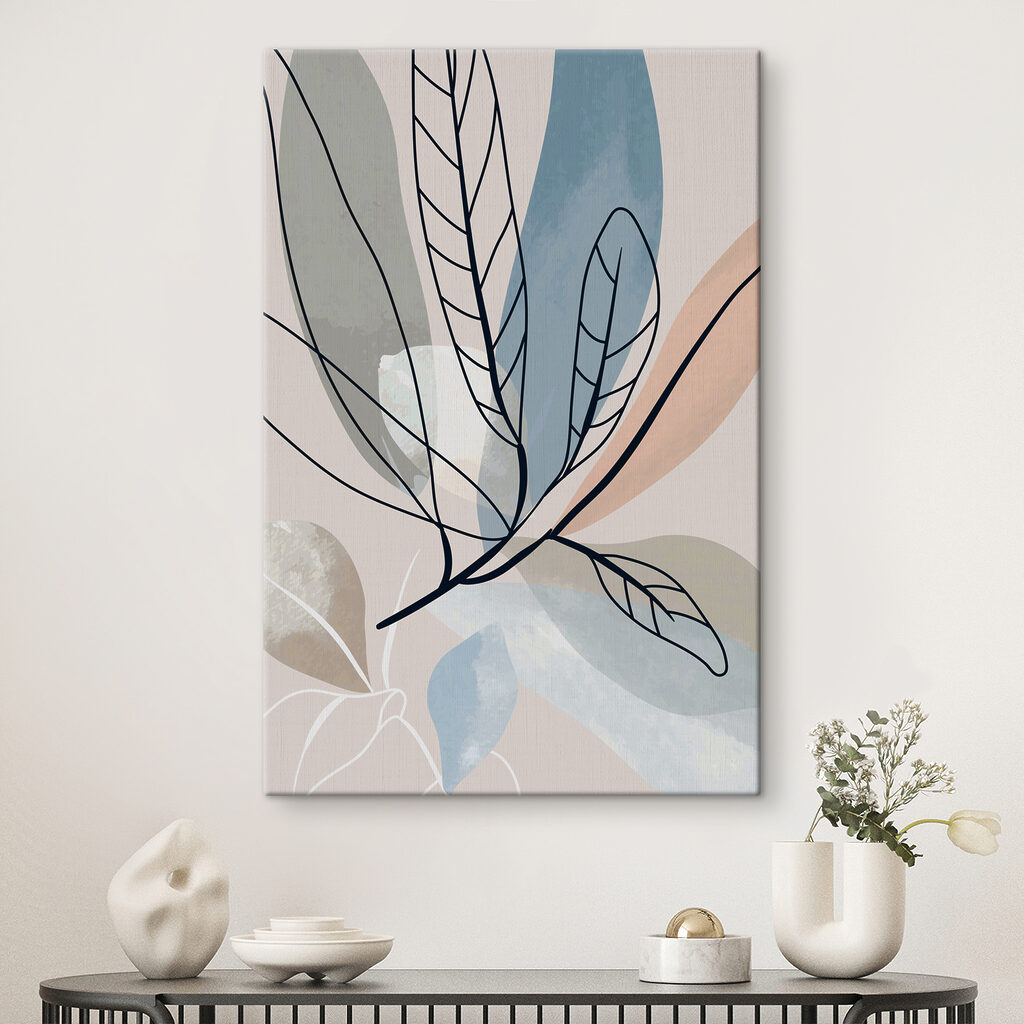 Fijne bladlijnen langs blauw — interieur 4