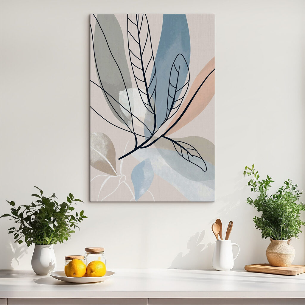 Fijne bladlijnen langs blauw — interieur 5