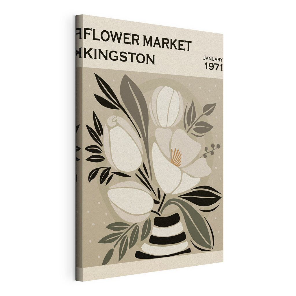 Bloemenmarkt van Kingston, gespannen canvas met doorlopende rand