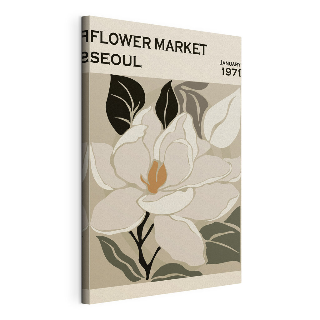 Bloemenmarkt van Seoul, gespannen canvas met doorlopende rand
