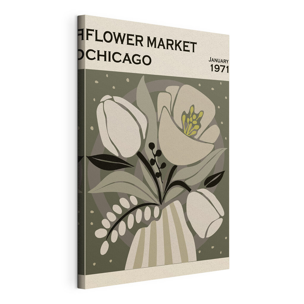 Bloemenmarkt van Chicago, gespannen canvas met doorlopende rand