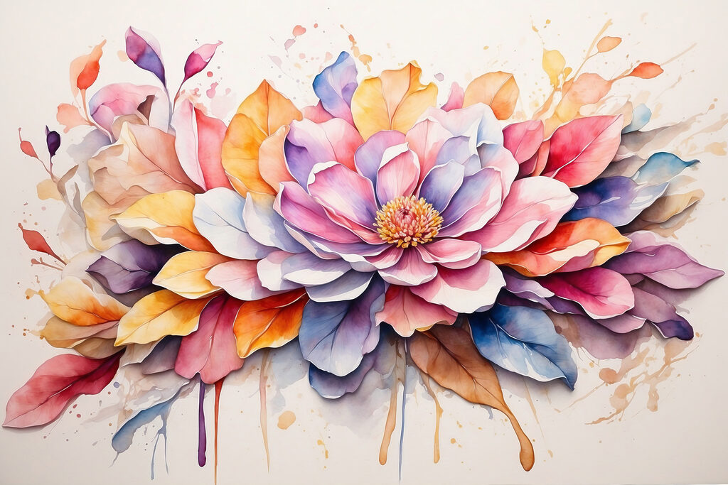 Bloem in zachte aquarel — volledig ontwerp