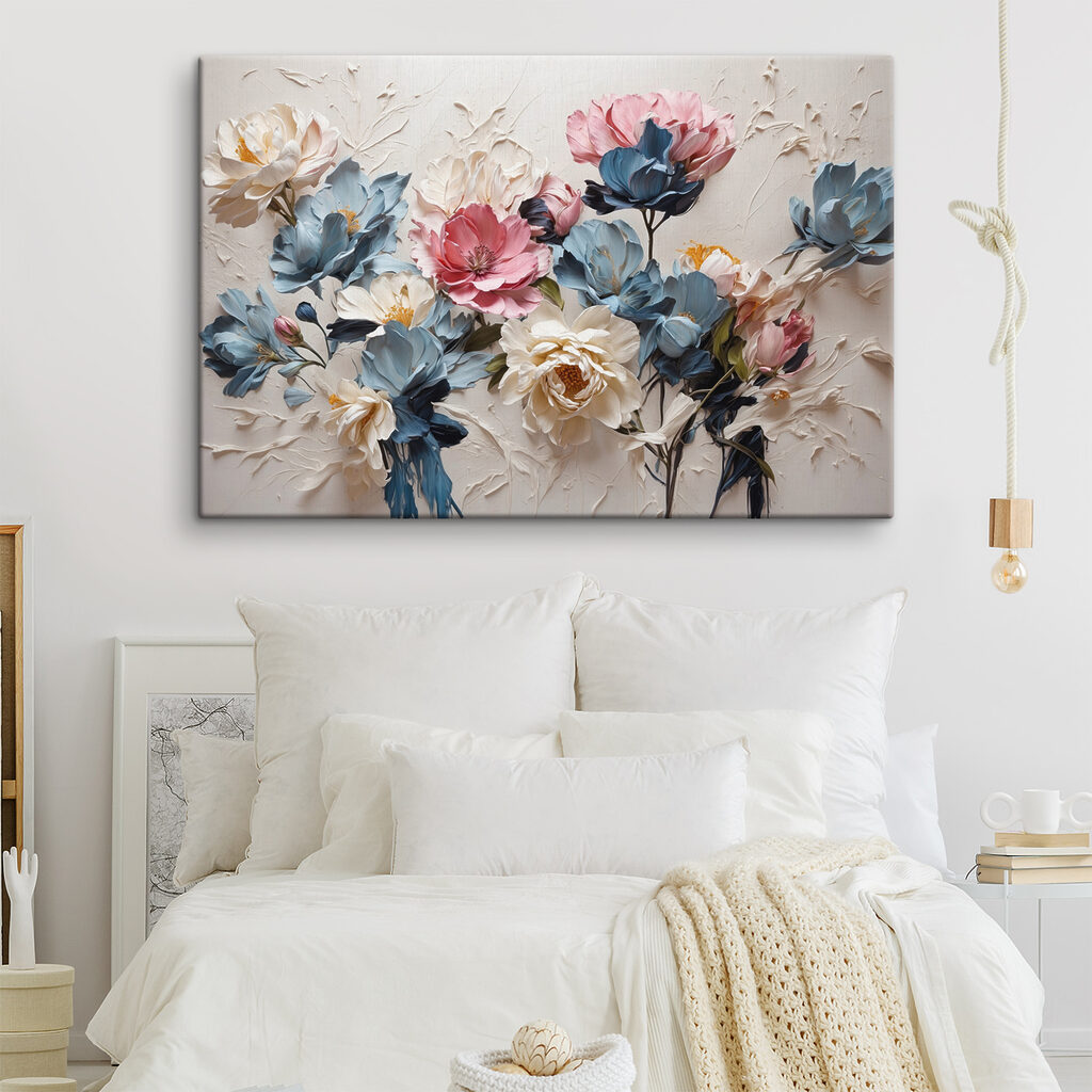 Bloemen in blauwroze samenspel — interieur 2