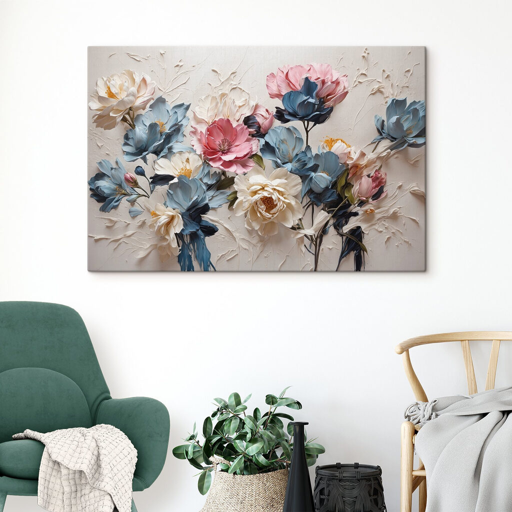 Bloemen in blauwroze samenspel — interieur 4