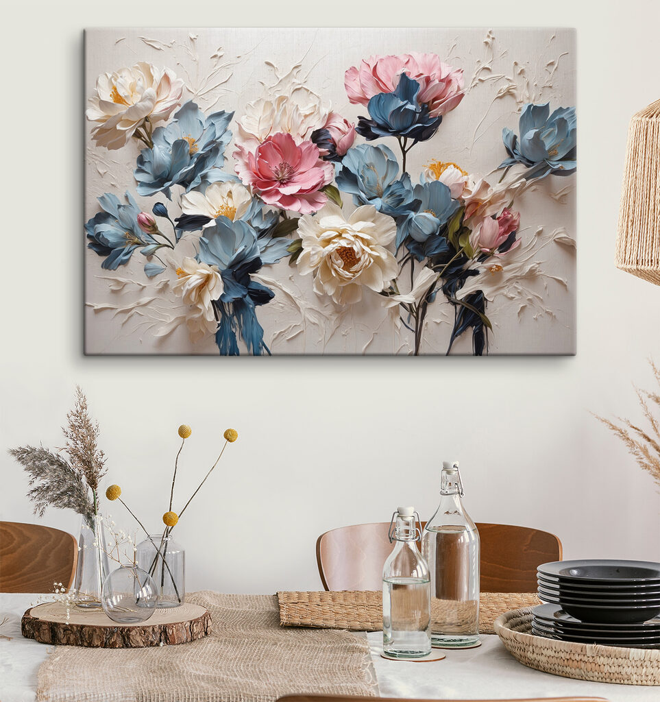 Bloemen in blauwroze samenspel — interieur 3