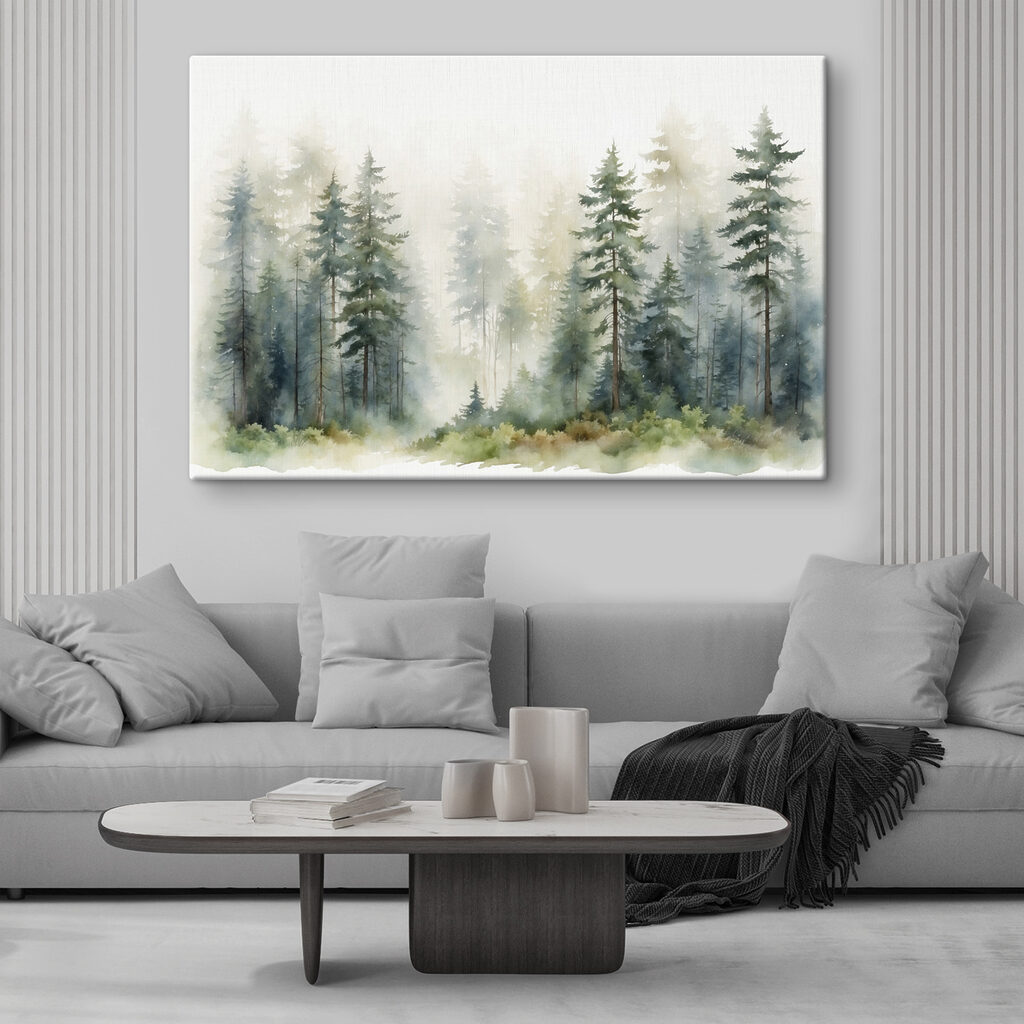 Naaldbomen in groene nevel — interieur 2