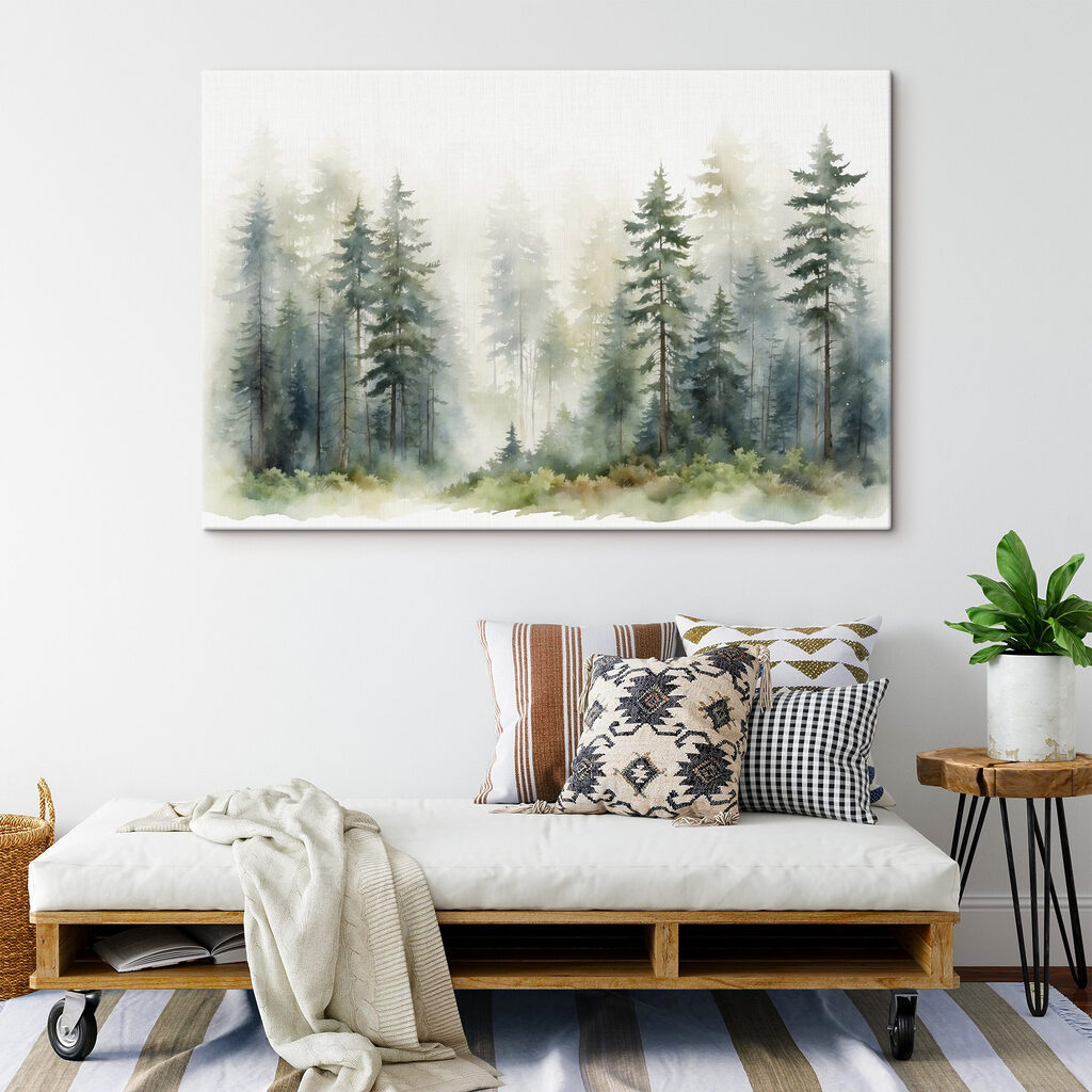 Naaldbomen in groene nevel — interieur 4