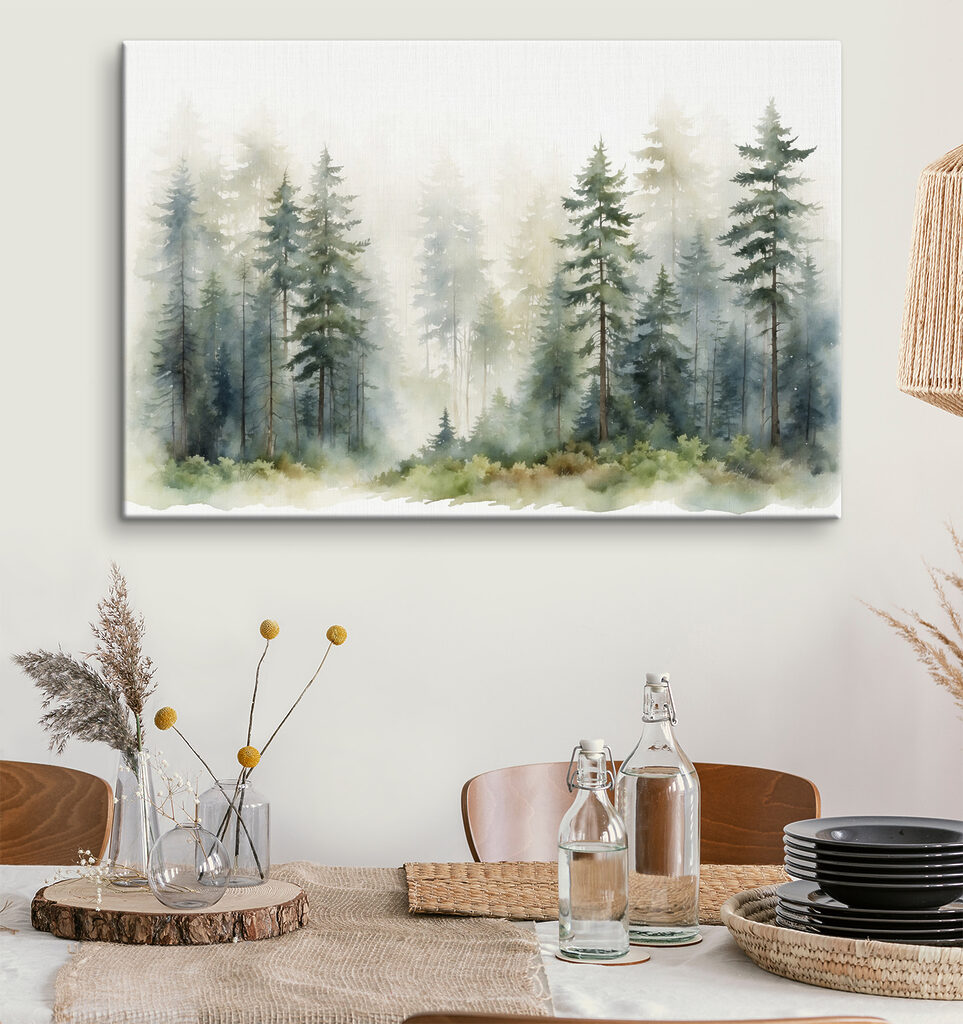 Naaldbomen in groene nevel — interieur 3