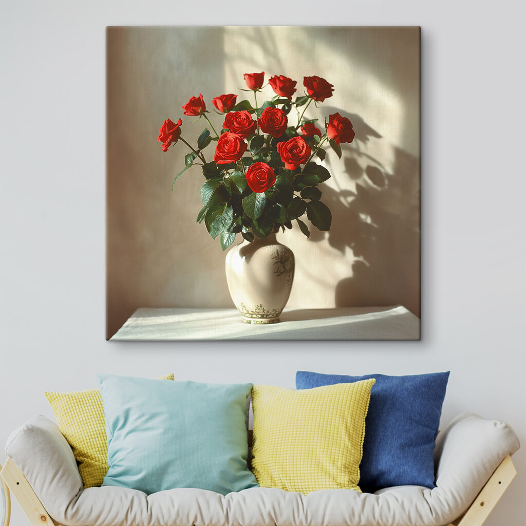 Rode rozen in zijlicht — interieur 2