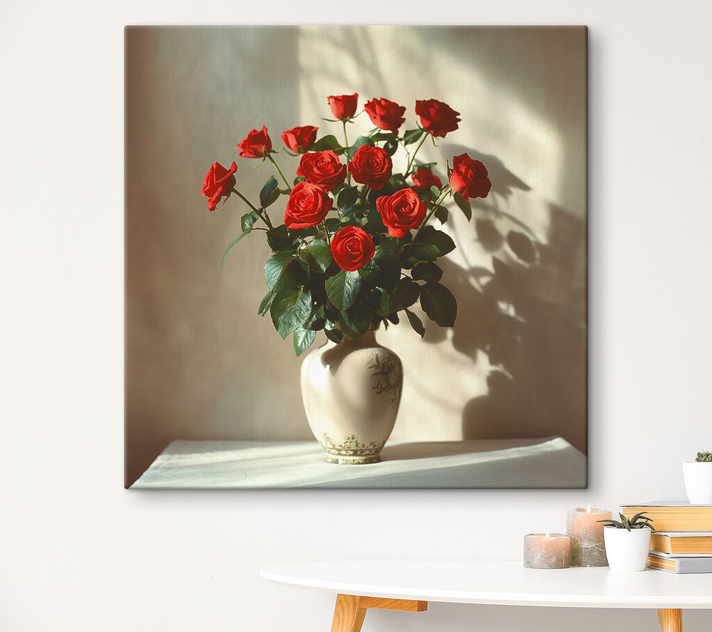 Rode rozen in zijlicht — interieur 3