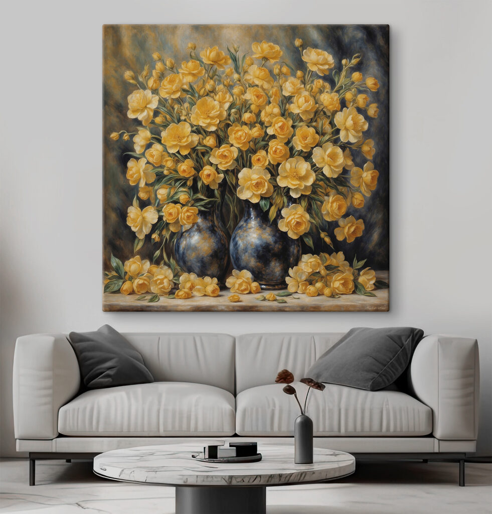 Gele rozen delen licht — interieur 1