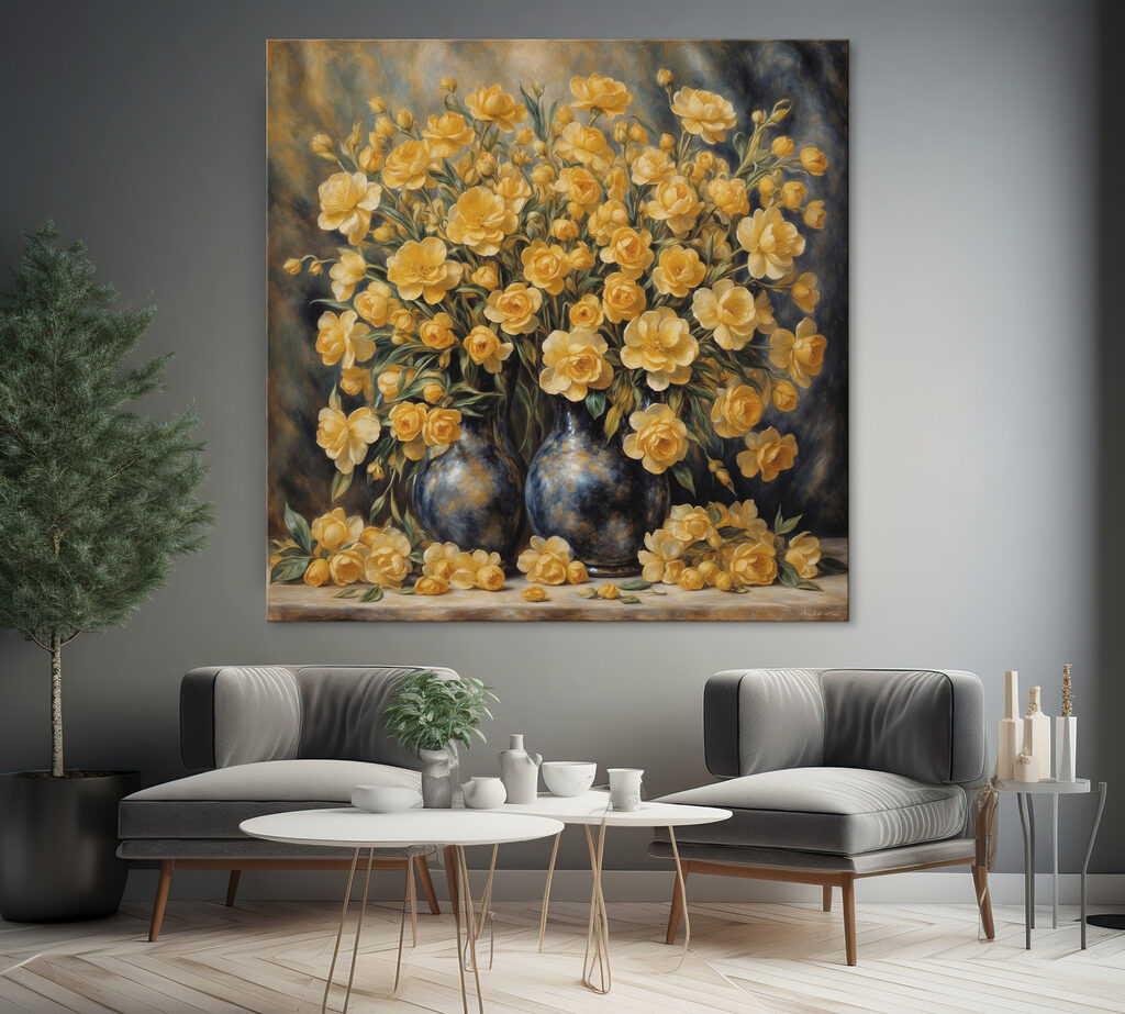 Gele rozen delen licht — interieur 3