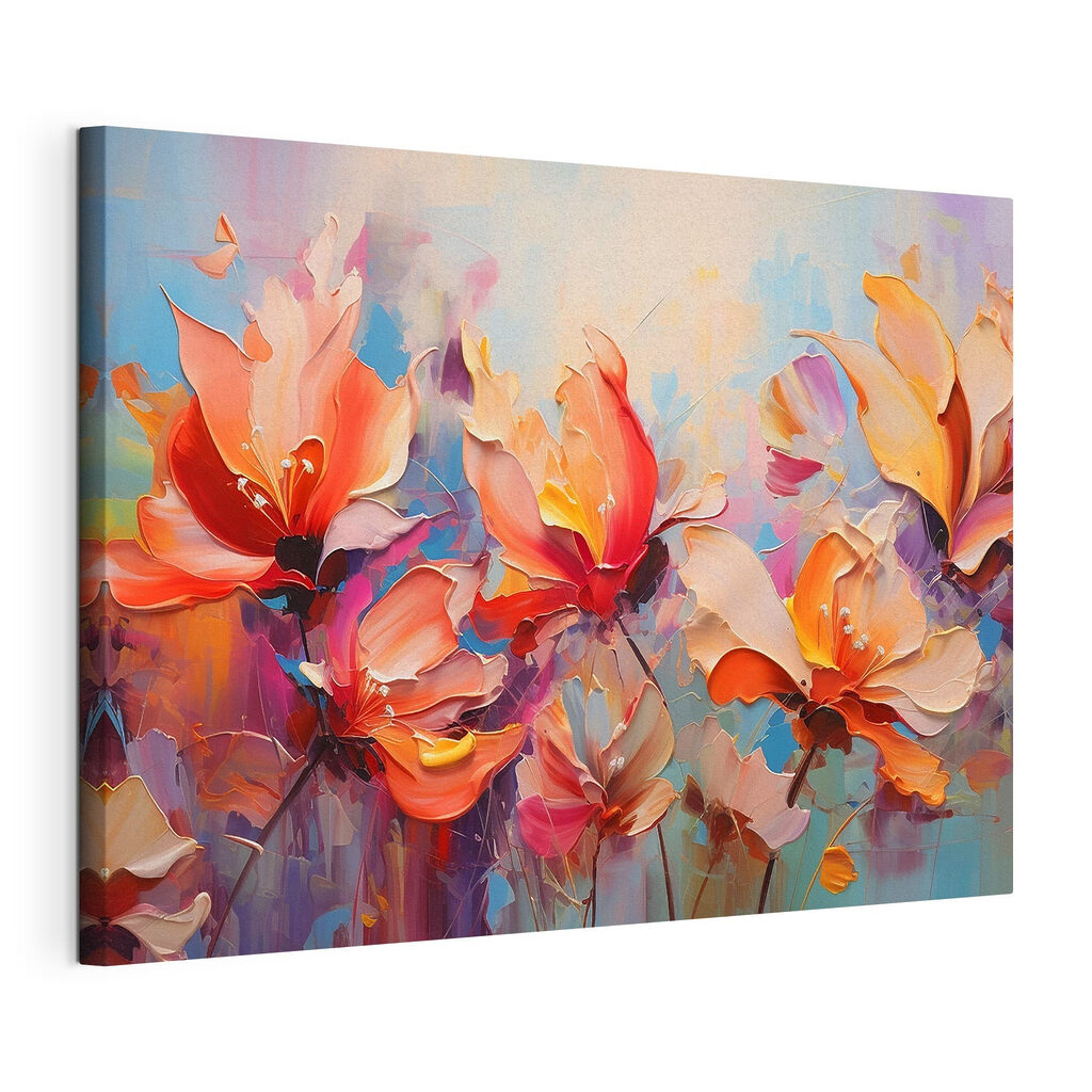 Bloemen vangen de zomer, gespannen canvas met doorlopende rand