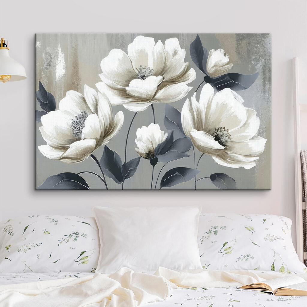 Witte bloemen, donkere bladeren — interieur 2