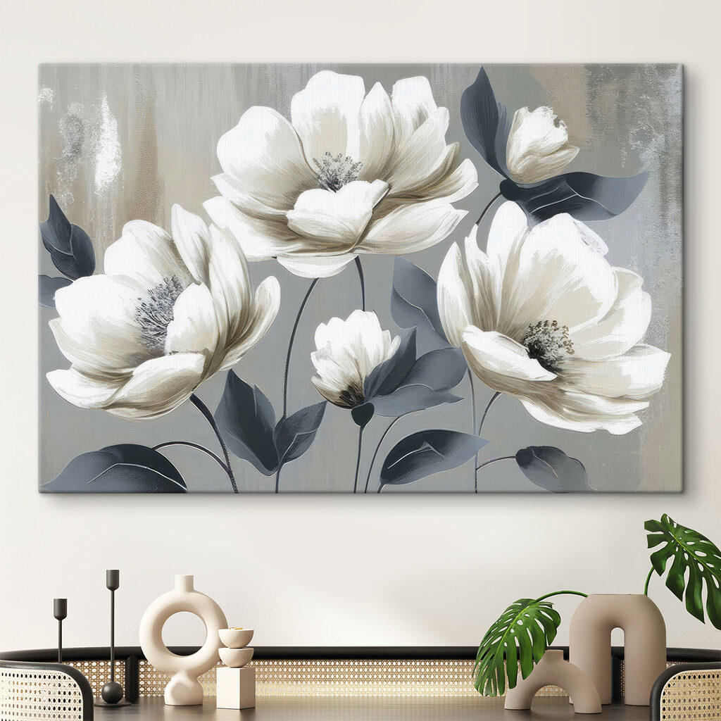 Witte bloemen, donkere bladeren — interieur 3