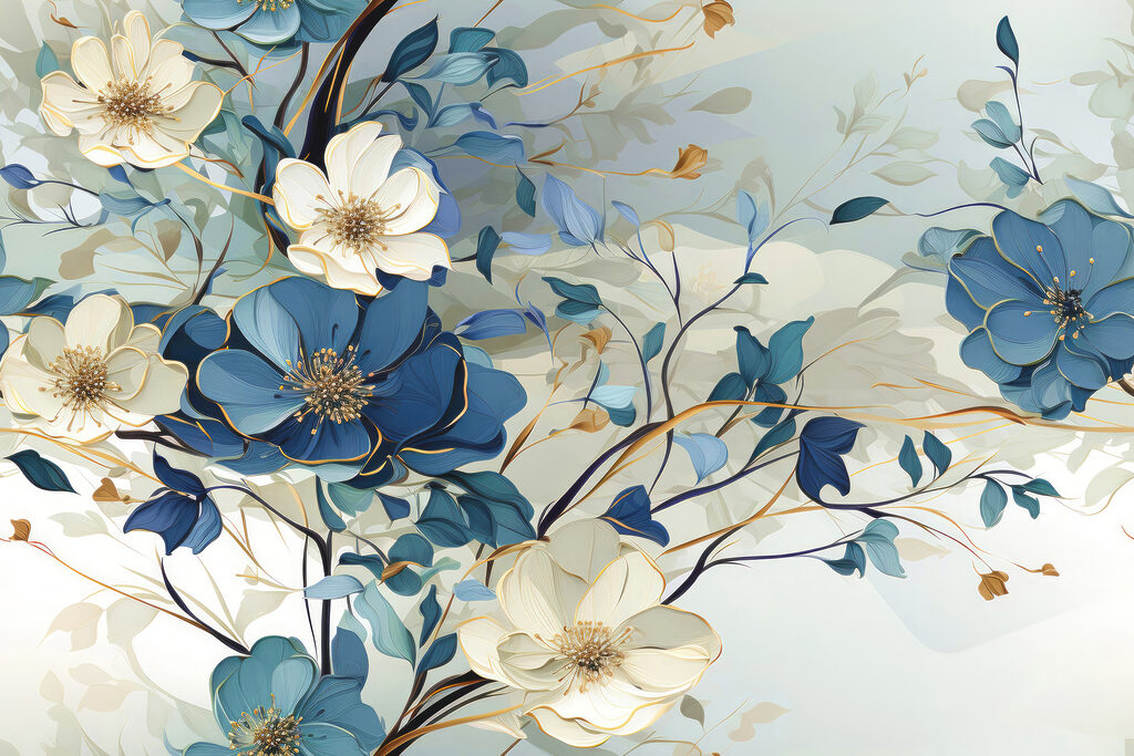Blauw en wit verweven — volledig ontwerp