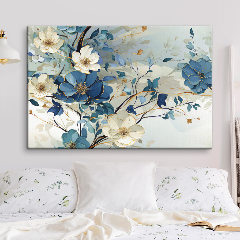 Blauw en wit verweven — interieur 3