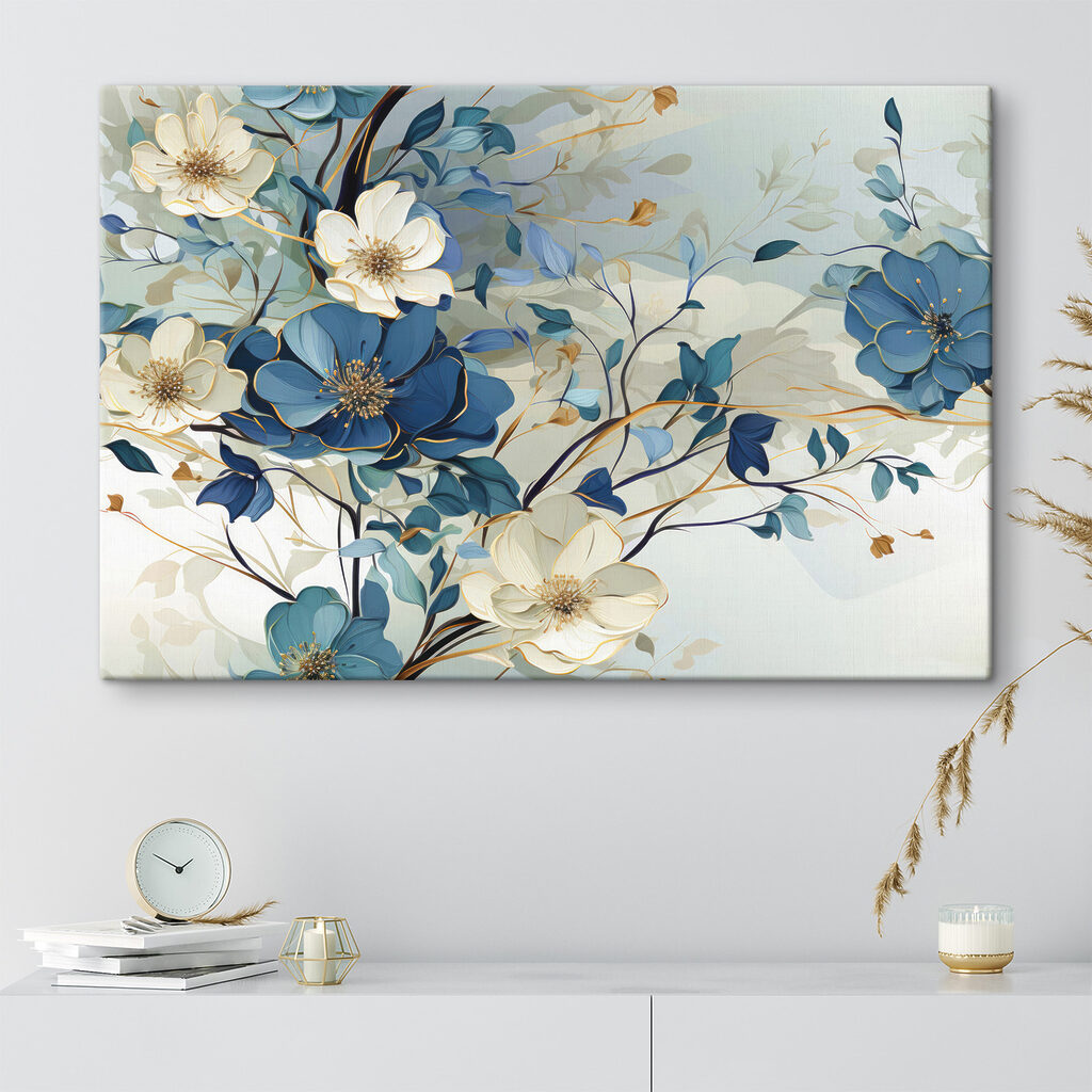 Blauw en wit verweven — interieur 1