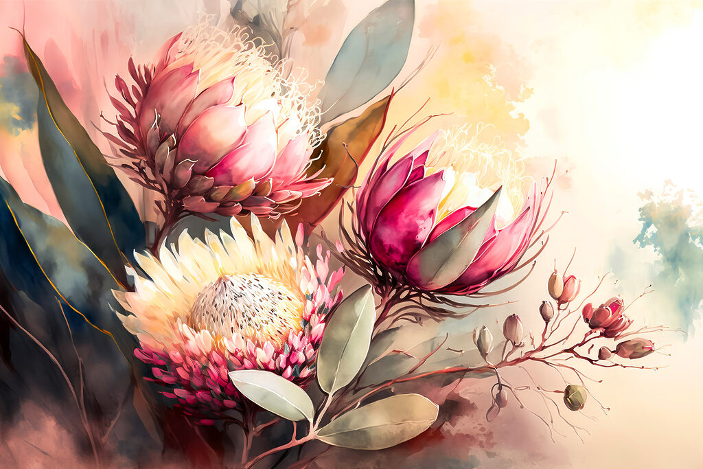 Spitse bloei in aquarel — volledig ontwerp