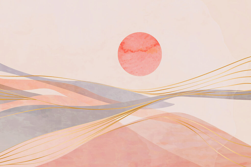 Roze zon boven zand — volledig ontwerp