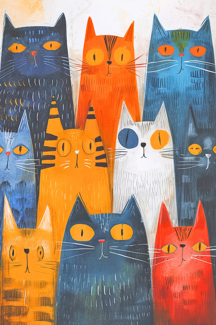 Een groep katten met verschillende kleuren — volledig ontwerp