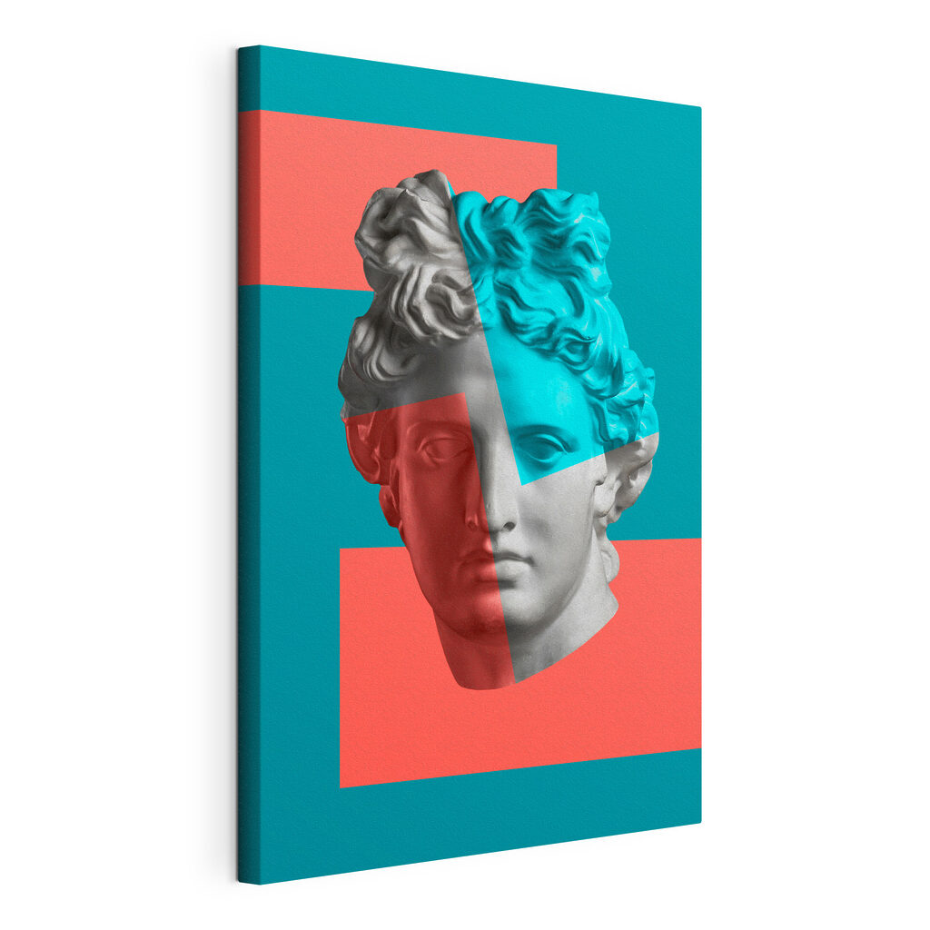 Klassiek gezicht in kleur, gespannen canvas met doorlopende rand