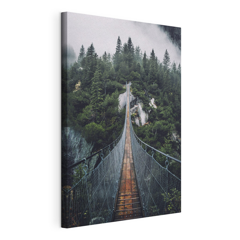 Brug naar het bos, gespannen canvas met doorlopende rand