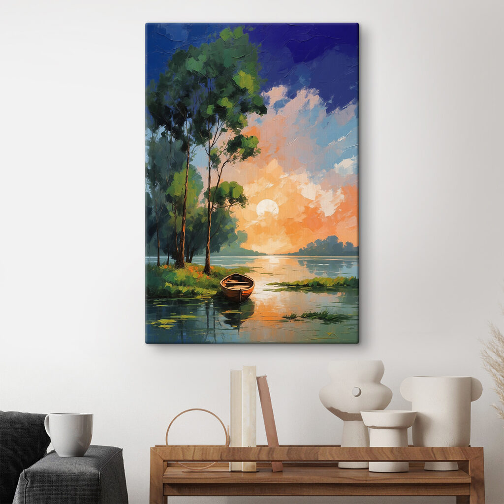 Bootje onder geschilderde bomen — interieur 1