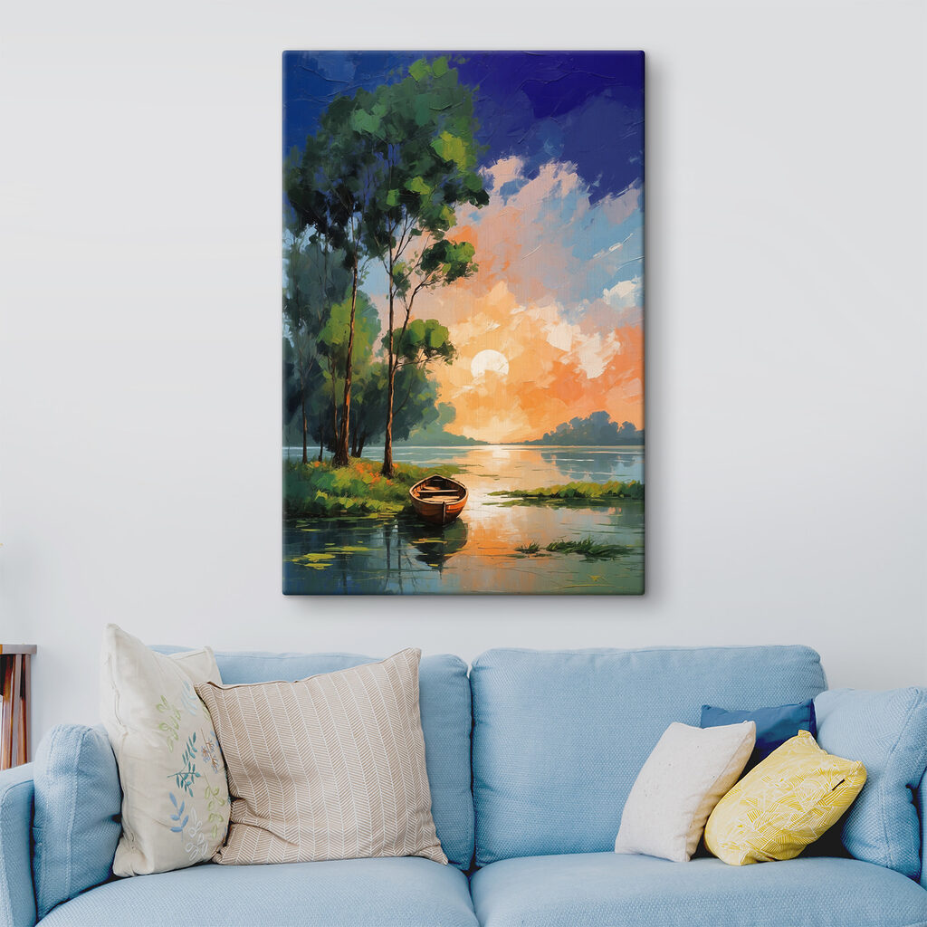 Bootje onder geschilderde bomen — interieur 2