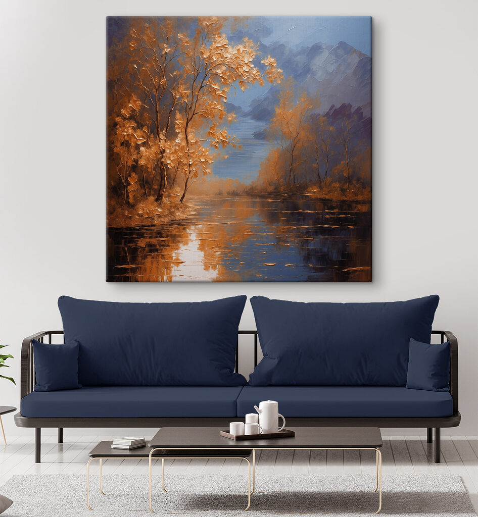 Herfstgoud langs stil water — interieur 2