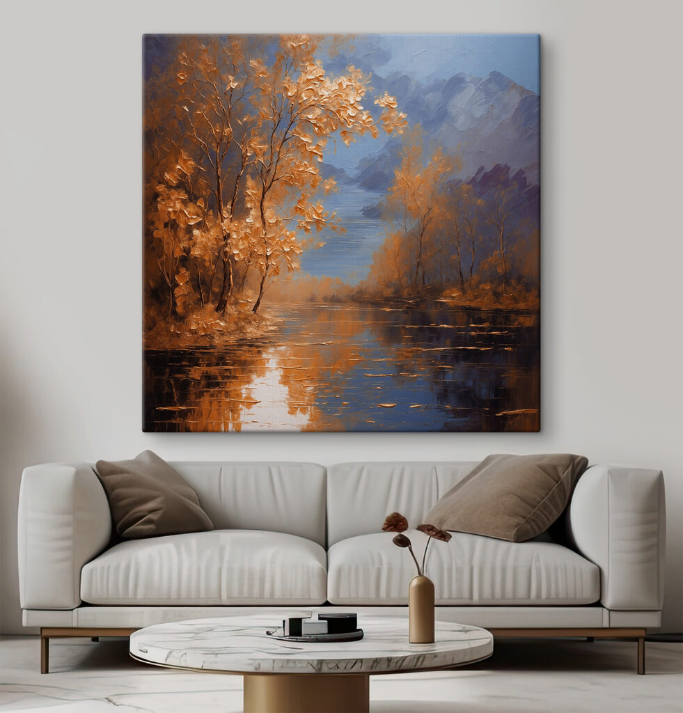 Herfstgoud langs stil water — interieur 1