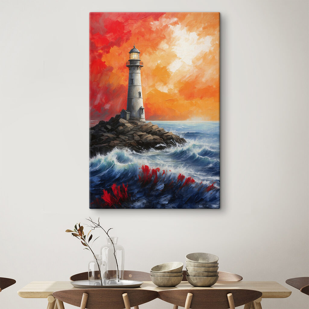 Vuurtoren onder oranjerode wolken — interieur 2