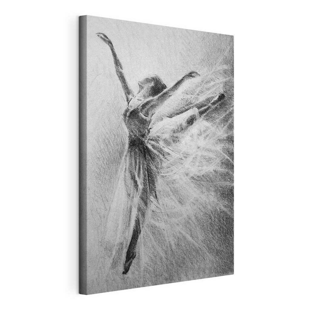 Ballet in fijne grijstinten, gespannen canvas met doorlopende rand