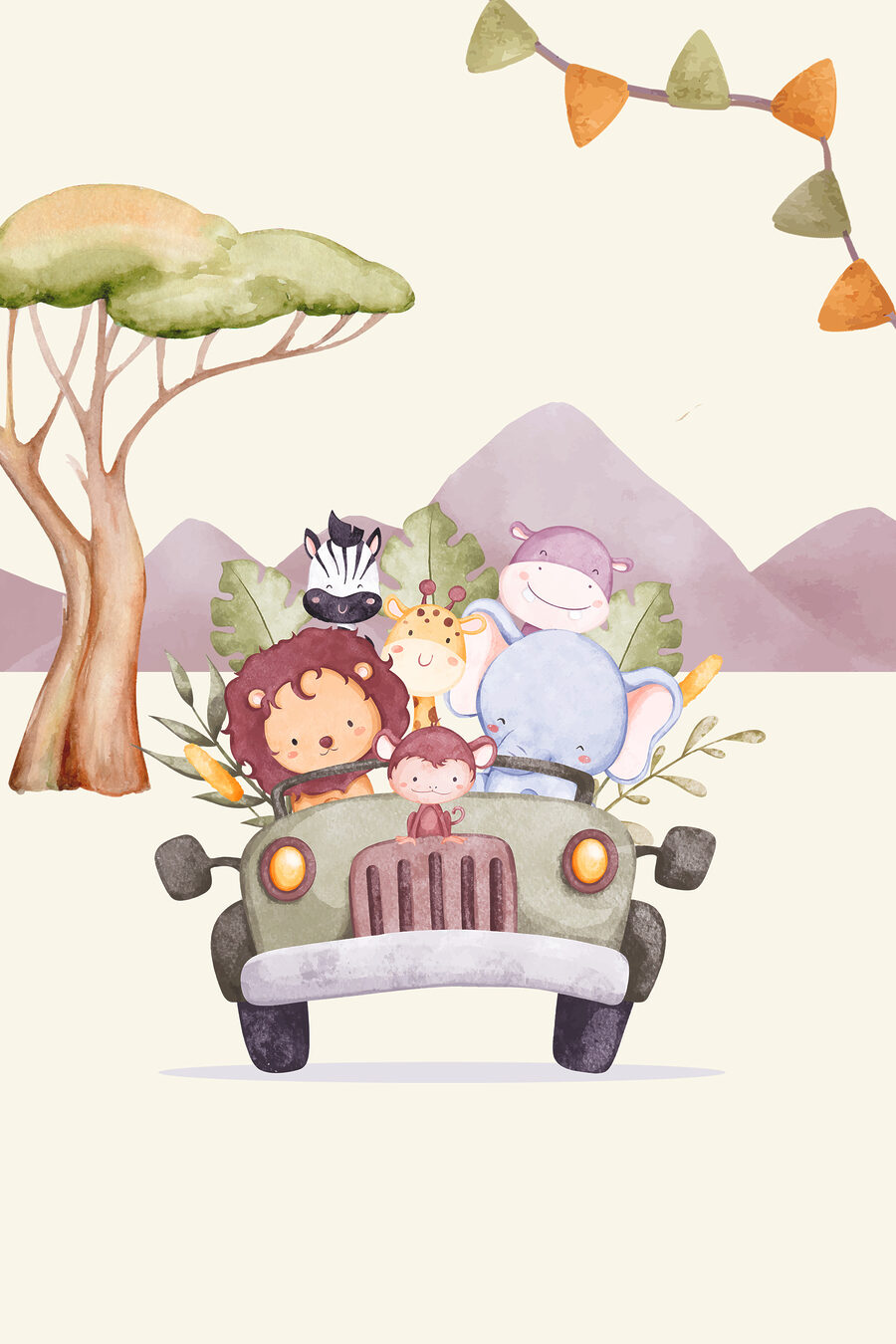Dierenvrienden op safari — volledig ontwerp
