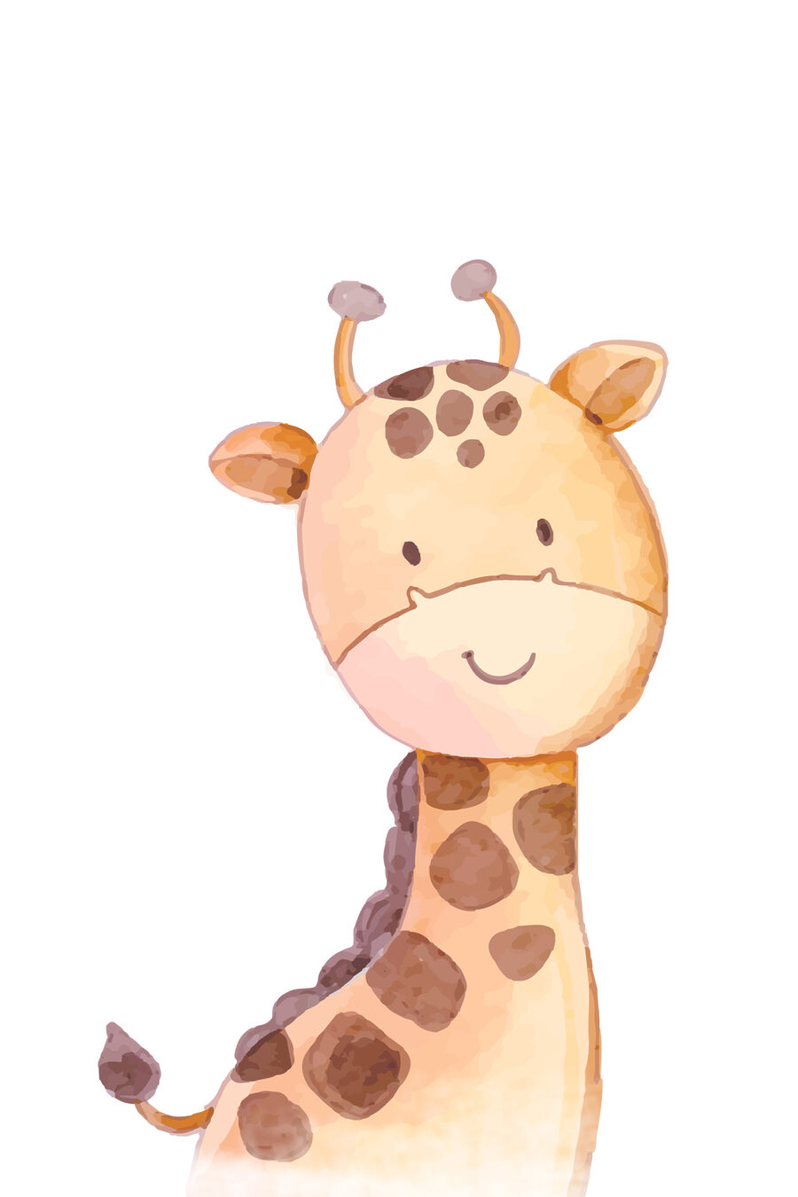 Een giraffe glimlacht zacht — volledig ontwerp