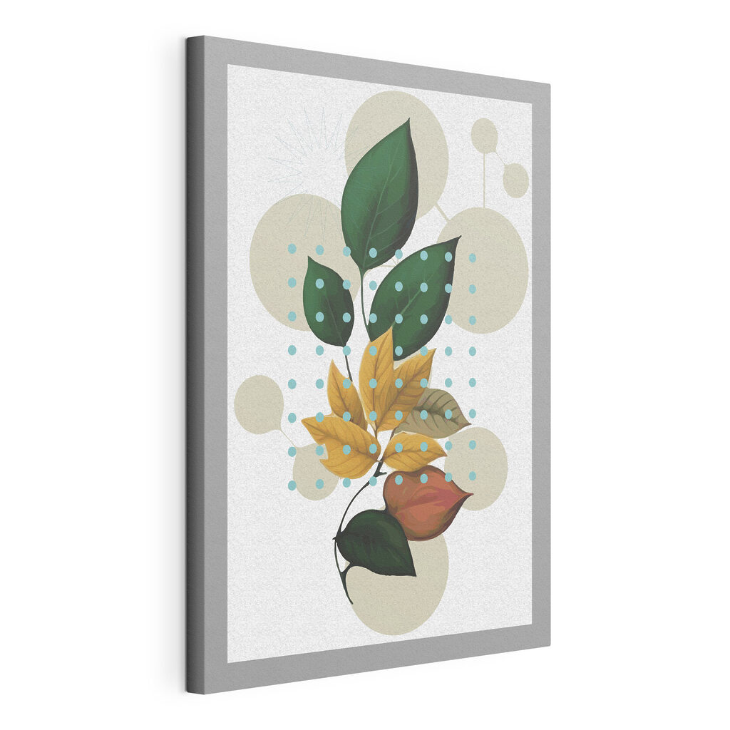 Een blad vol stippen, gespannen canvas met doorlopende rand