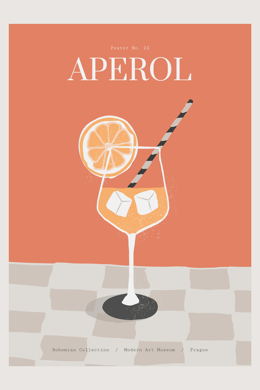 Aperol op een schaakvloer — volledig ontwerp