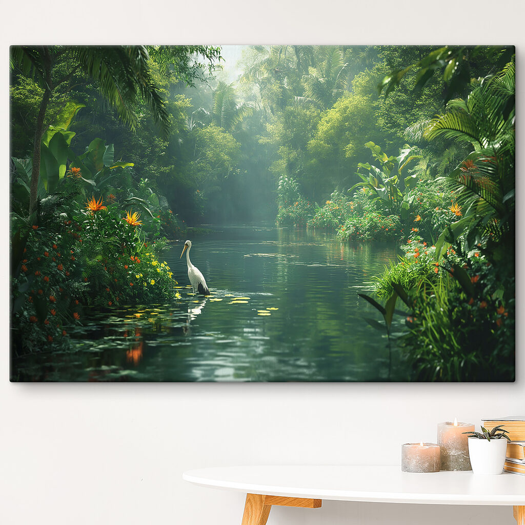Een reiger in junglegroen — interieur 1