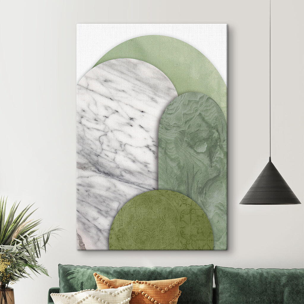 Groene rondingen, witte aders — interieur 1