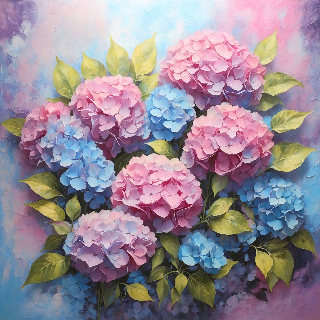 Hortensia’s in roze aquarel — volledig ontwerp