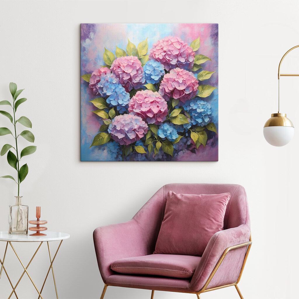 Hortensia’s in roze aquarel — interieur 1